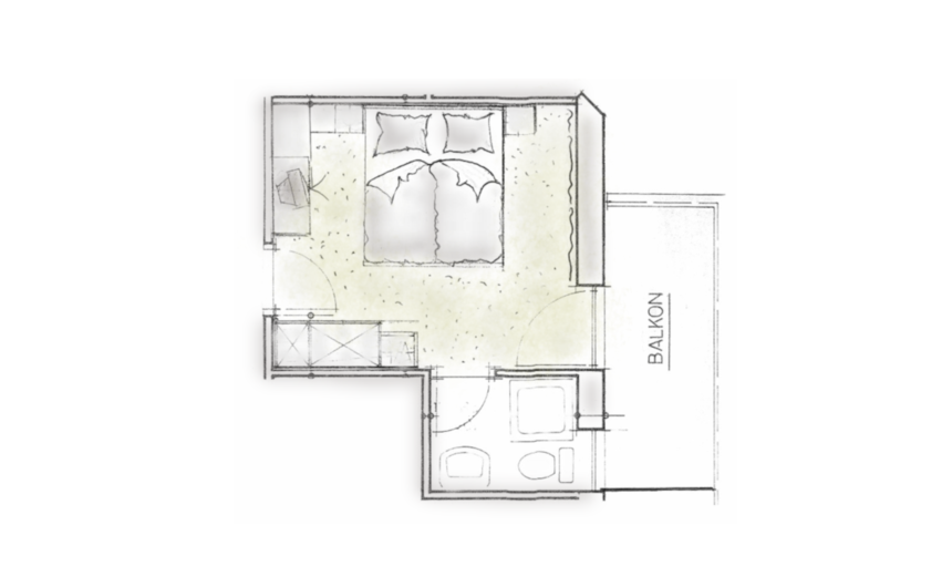 Grundriss des Hotelzimmers Abendsonne im Hotel Bauhof in Latsch Grundriss des Hotelzimmers Abendsonne im Hotel Bauhof in Latsch